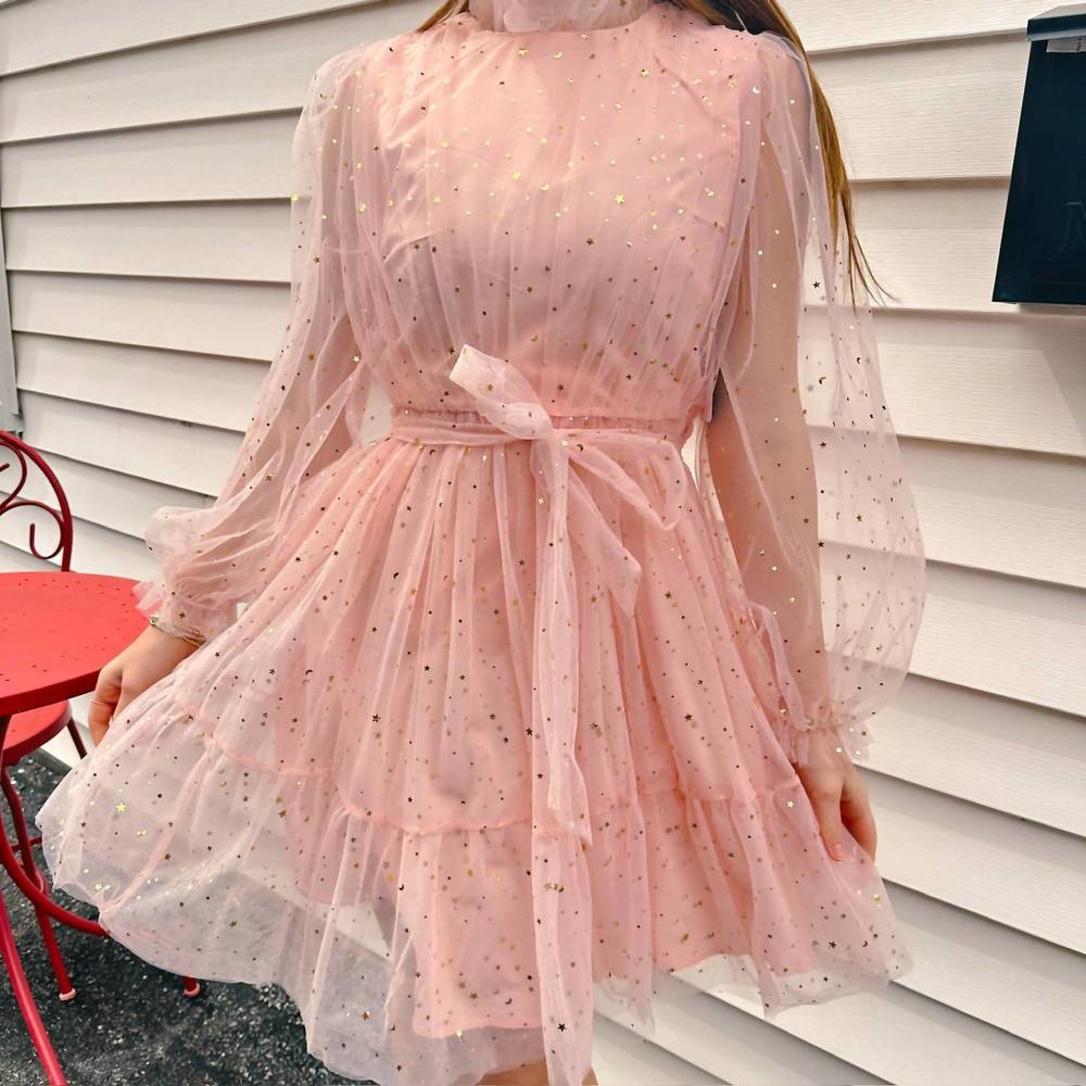 NEW BEULAHSTYLE galaxy tulle dress in pink